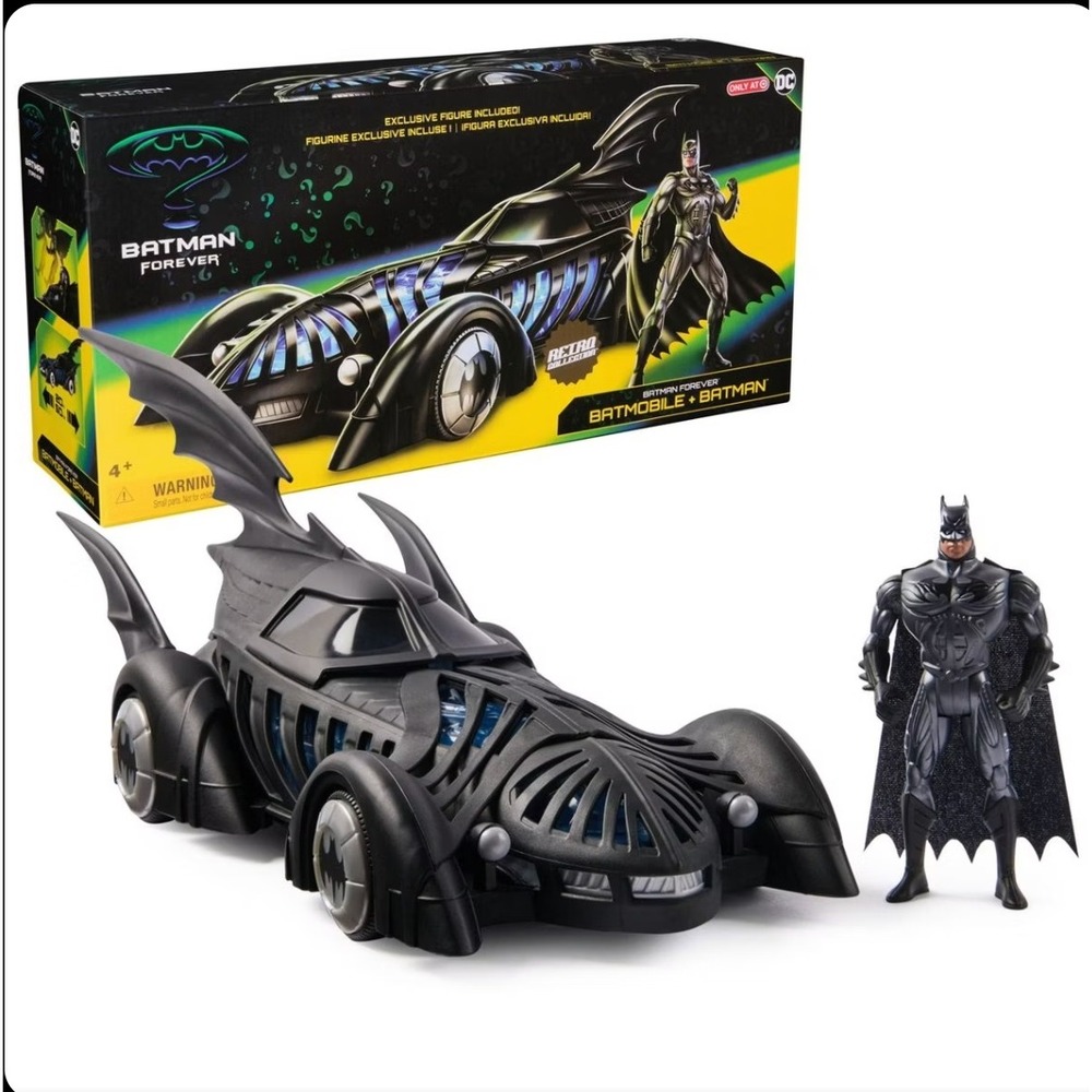 Spin Master Batman Forever Batmobile Batman Set Kids OS Black Retro NWT